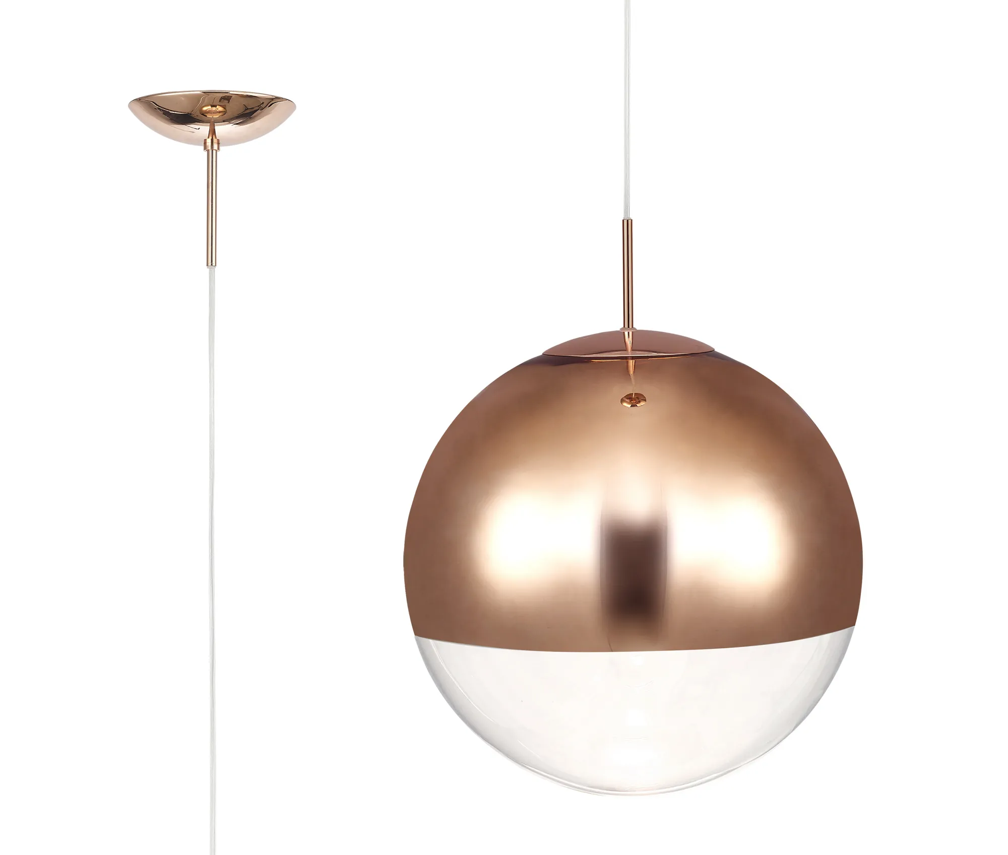 D0654  Miranda 40cm Glass Pendant 1 Light Copper